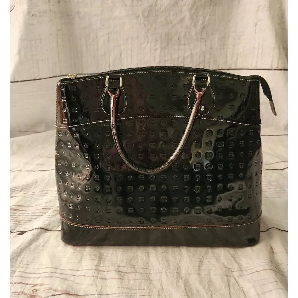 Arcadia Patent Leather Monogram Satchel